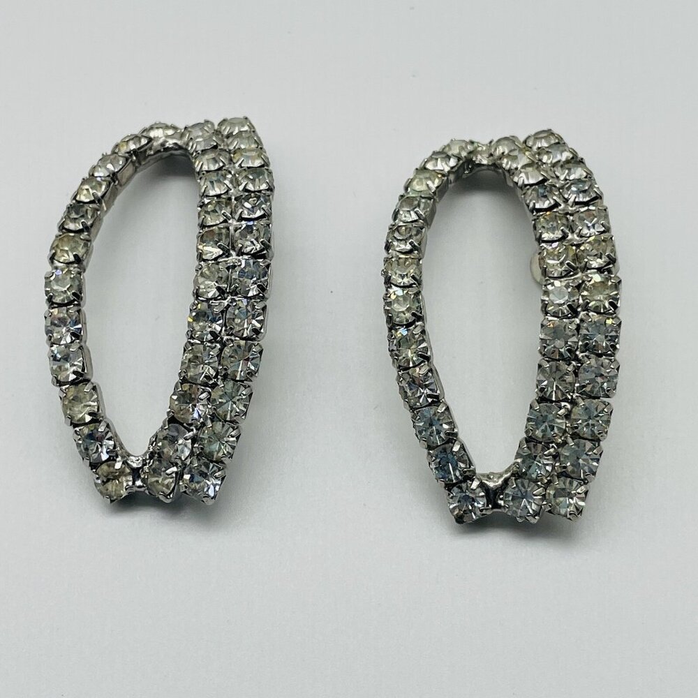 Vintage MUSI Rhinestone Shoe Clips Signed Statement - Picture 2 of 10
